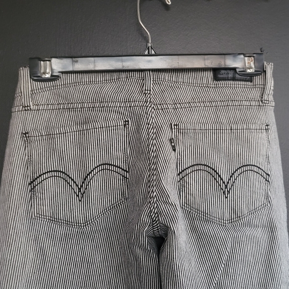 Levis 524 Engineer Railroad Black Striped Skinny Jeans 3 - Picture 6 of 8
